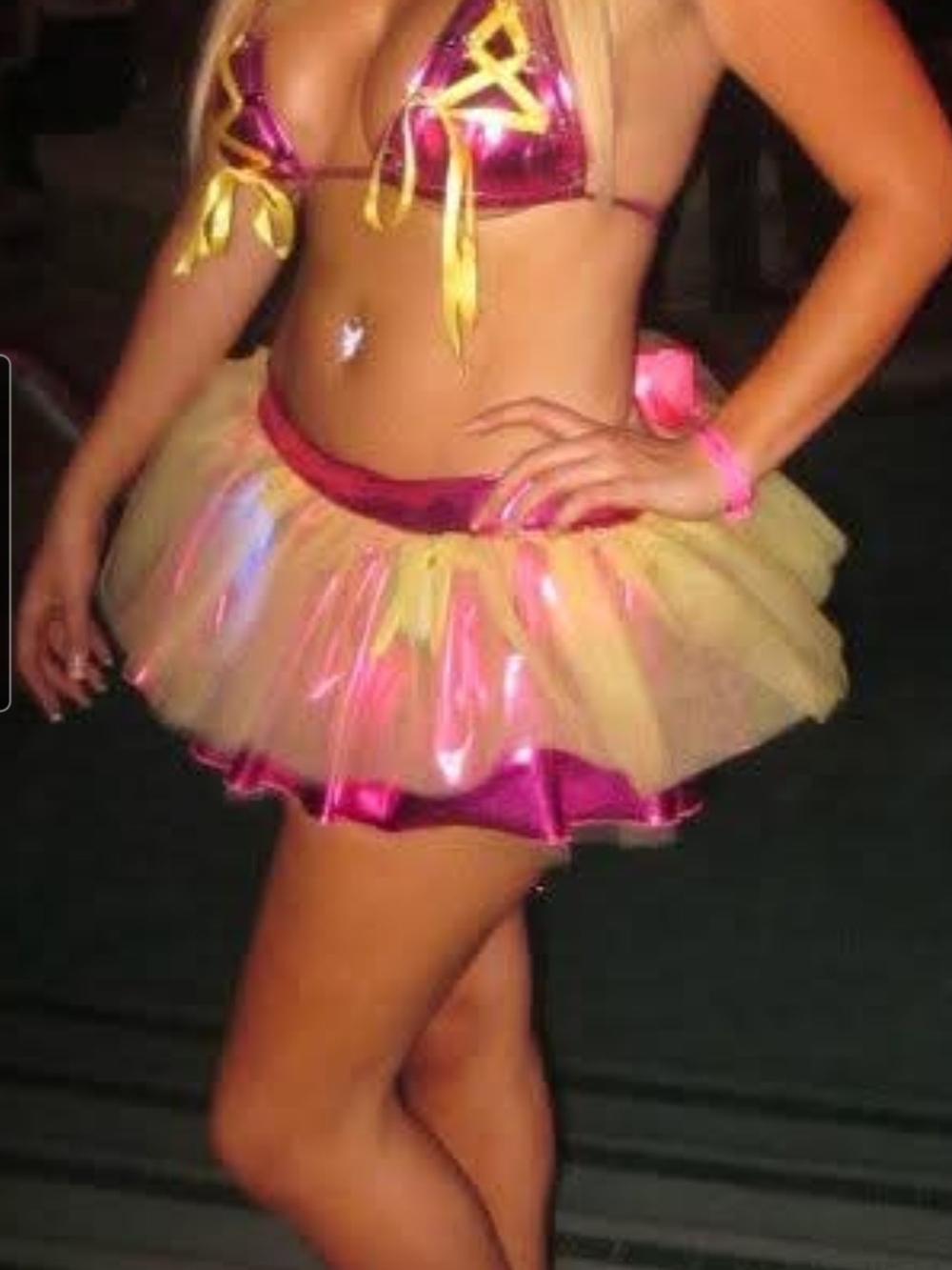Women’s Pink and Yellow Two-Piece Dance Costume - Picture 4 of 4